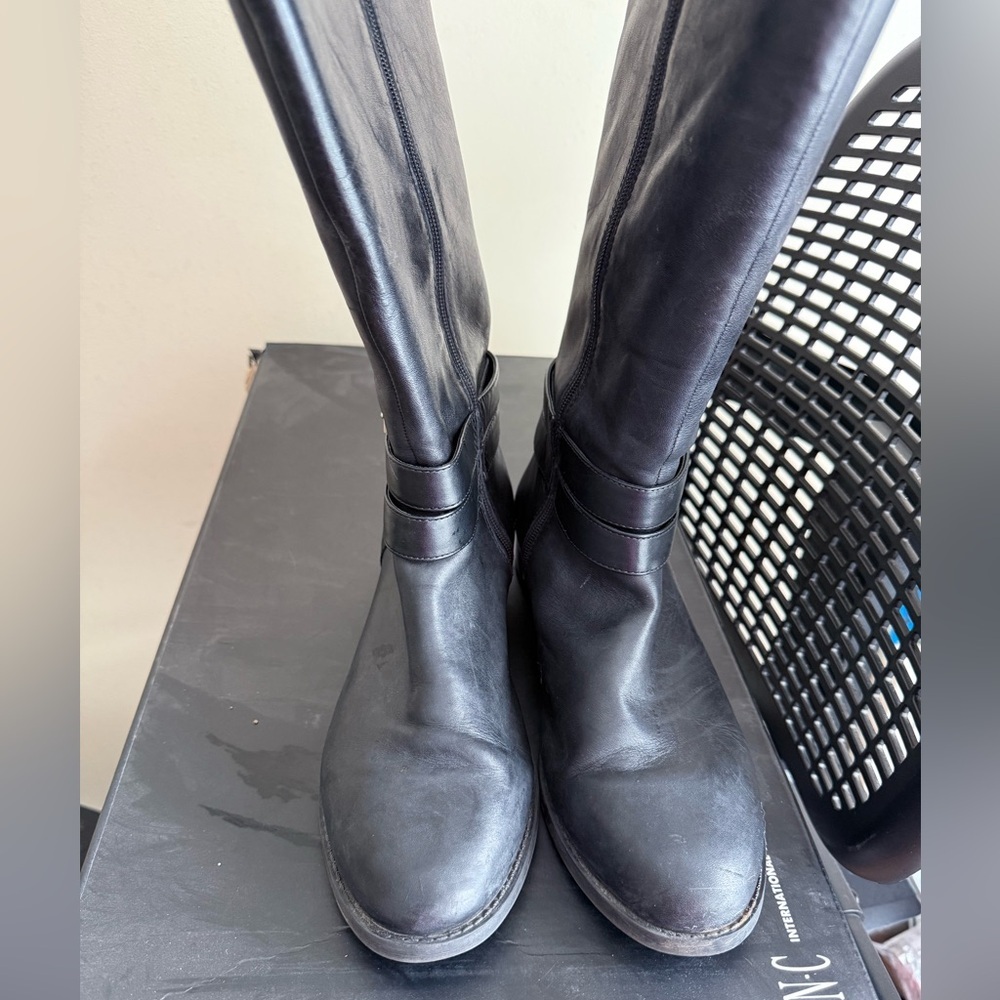 Two-Tone Leather Riding Boots - Picture 2 of 6